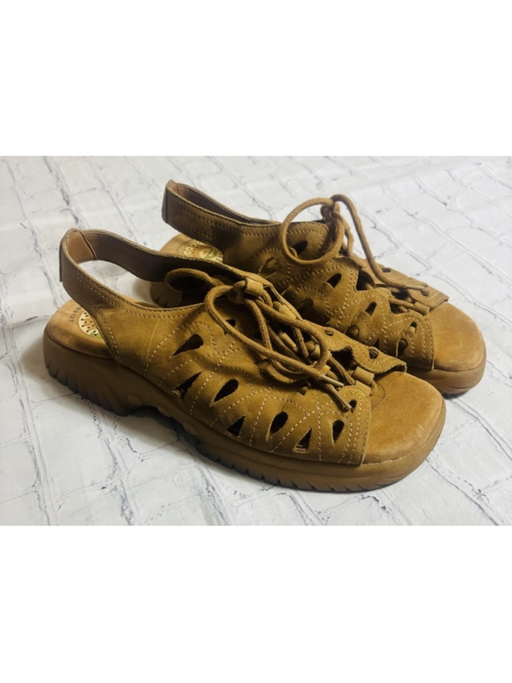 Earth Shoe Shoes Sandals Womens Size 10 Elm Leather Fisherman Gladiator Chunky